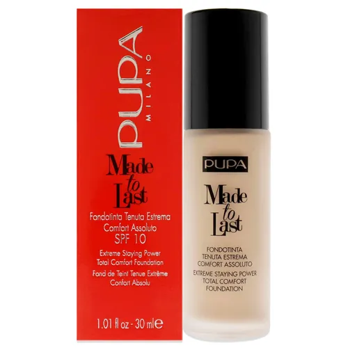 PUPA Milano Teint Made To Last Foundation No. 030 Natural Beige - Make-up mit langanhaltender Deckkraft, dermatologisch getestet und ideal für alle Hauttypen. Schützt mit Lichtschutzfaktor und sorgt für ein frisches, mattes Finish den ganzen Tag.