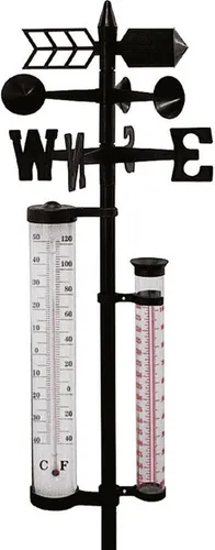 Produktbild Garten Wetterstation 145cm Regenmesser Windmesser Thermometer Wettermessung