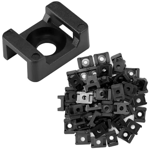 QWORK® 200 Stück Schraubbar Kabelbinderhalter für 9mm Kabelbinder - Schwarz Schraubbar Kabelhalterung Kabelmanagement Lösung für Zuhause und Büro