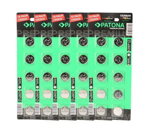 Patona PATONA Premium 50x CR2032 Batterien (5x10er) Pack 3V Lithium Knopfzelle