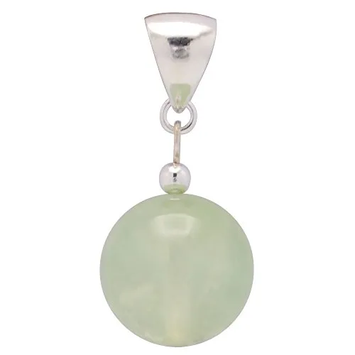 Anhänger aus Prehnit Kugel hellgrün & 925 Silber Edelstein Kettenanhänger Damen