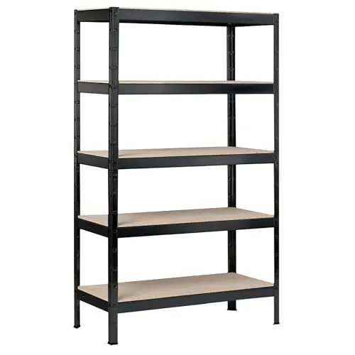 SCHULTE Regalwelt Schwerlastregal 180x90x40 cm - Lagerregal mit 5 Holzböden, bis zu 90 kg Traglast pro Ebene, ideal für Werkstatt, Garage und Keller. Schneller, werkzeugloser Aufbau dank Stecksystem.