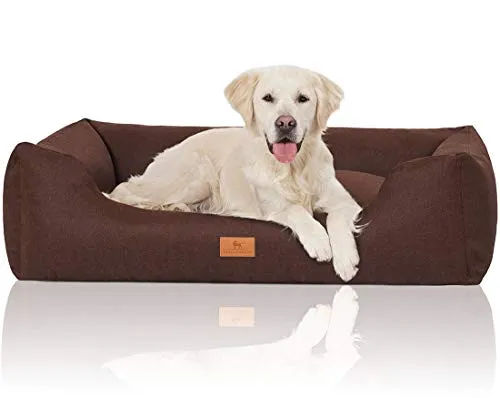 Knuffelwuff Hundebett Lotte XXL 120x85cm - Velours in Braun - Hochwertiges Hundebett aus robustem Velours, rutschfest und waschbar, ideal für gemütliche Ruheplätze und Schutz vor Bodenkälte für deinen Vierbeiner.