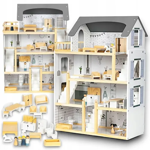 PREMIUM Puppenhaus XXL Villa aus Holz für Kinder