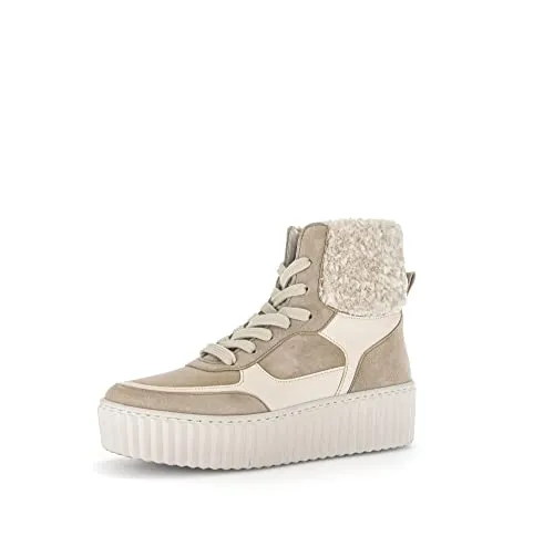 Gabor Damen Schnürstiefeletten, Frauen Schnürboots,Wechselfußbett,Best Fitting,Warmfutter,Stiefel,Bootee,Booties,Desert/Panna,38.5 EU / 5.5 UK