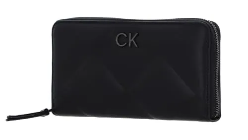 Calvin Klein Re-Lock Quilt Zip Around Wallet CK Black - Damen-Geldbörse mit elegantem Design, bietet optimale Struktur für Ihre Finanzen und ist perfekt für den Alltag. Maße: 19 x 10 x 2,5 cm.