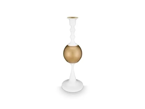 Pip Studio Metall Kerzenständer Sphäre Mittel Weiss-Gold 37cm