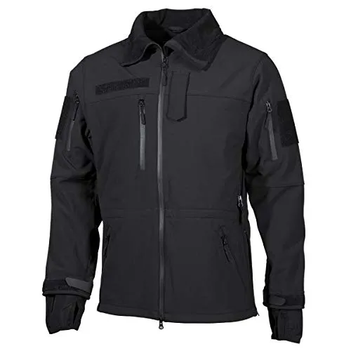 MFH Herren High Defence Soft Shell Jacke XXL - Schwarz - Jagdsportjacke mit hohem Kragen, komplett wasserdicht und fleecegefüttert für optimale Wärme und Komfort. Ideal für Outdoor-Aktivitäten bei jedem Wetter.