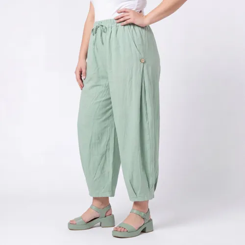 Pumphose Damen Sommerhose Barrel Fit Weite Baumwoll Hose Gr. 42 44 46 Cropped
