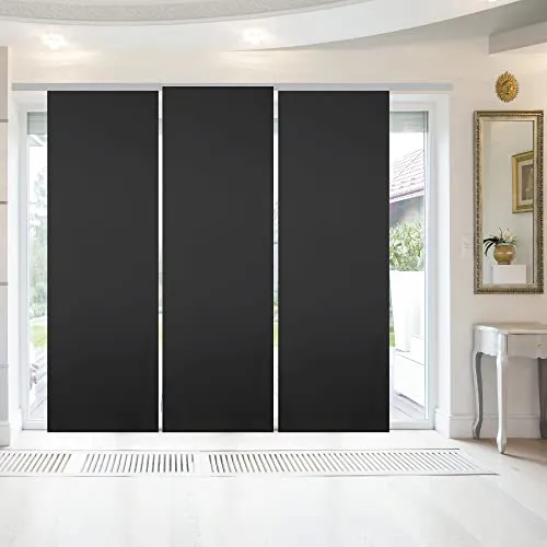 Bestgoodies Flächenvorhang in Schwarz 60x245 cm - Schiebevorhänge mit Klettband, idealer Sichtschutz und einfacher Austausch für einen schnellen Raumwechsel.