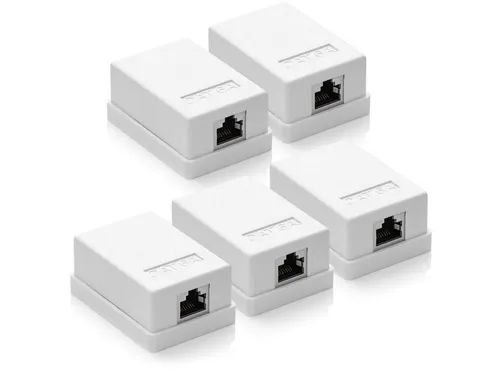 deleyCON deleyCON CAT 6a Netzwerkdose 1x RJ45 Buchse FTP geschirmt Aufputz 5 Netzwerk-Adapter