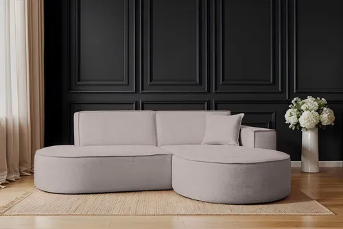 Kaiser Möbel Ecksofa Designer MODENA STUDIO - Beige, Rechts - Ecksofa Modena Studio – stilvolles Design trifft auf hohen Komfort. Ideal für moderne Wohnräume, bietet es eine langlebige und pflegeleichte Polsterung aus hochwertigem Stoff. Perfekt anpassbar für jedes Raumkonzept.
