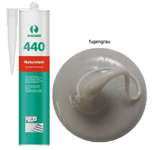 Ramsauer Dichtstoff Ramsauer 440 Naturstein Silikon Dichtstoff 310ml Kartusche, gebrauchsfertig, UV beständig, neutral vernetzend, schnellhärtend, pilzhemmend