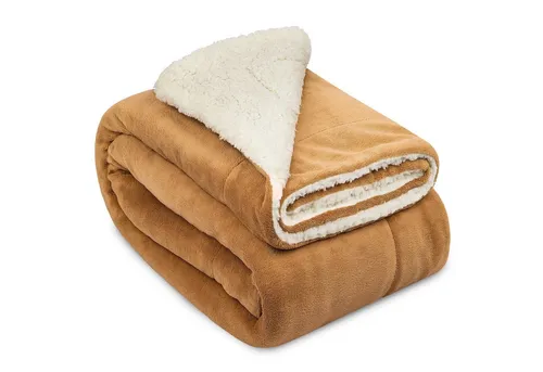 Wohndecke Alina von Beautissu, Sherpa Kuscheldecke Beige/Weiß - Bettdecken – Flauschige XXL Kuscheldecke mit Lammfell-Optik, aus 100% pflegeleichtem Mikrofaser Polyester für maximalen Komfort und Wärme.