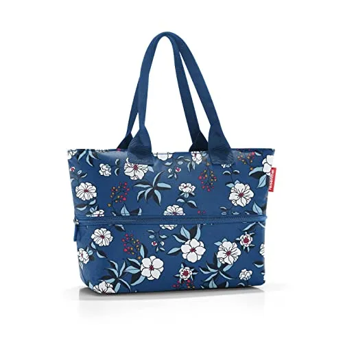 reisenthel shopper e1 garden blue - Großraumtasche für jeden Einkauf - Einkaufskorb mit erweiterbarem Volumen von 12l auf 18l, ideal für kleine und große Einkäufe. Hergestellt aus robustem, recyceltem Material für nachhaltigen Einsatz.