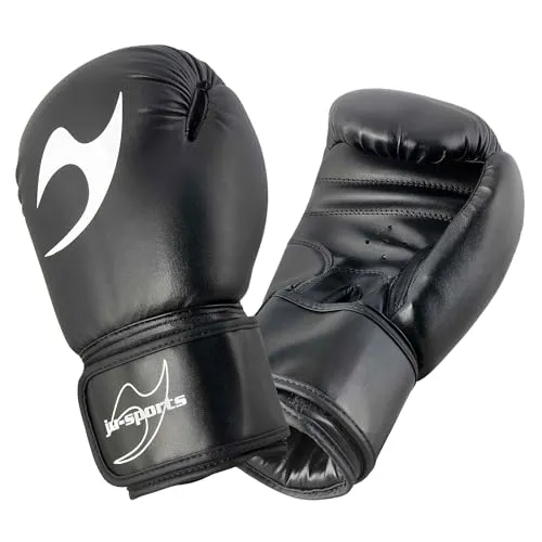 Ju-Sports Boxhandschuhe 10 oz. - Training, schwarz - Boxhandschuhe aus PU-Kunstleder mit angenähtem Daumen und stabilem Klettverschluss für perfekten Halt, ideal für das tägliche Training von Herren & Damen.
