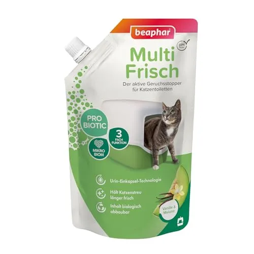 Beaphar Geruchsabsorber – konzentriertes Granulat für Katzenstreu – Neutralisiert schlechte Gerüche – hinterlässt einen angenehmen Duft (Vanille-Melone) – 400 g – bis zu 4 Monate Verwendung