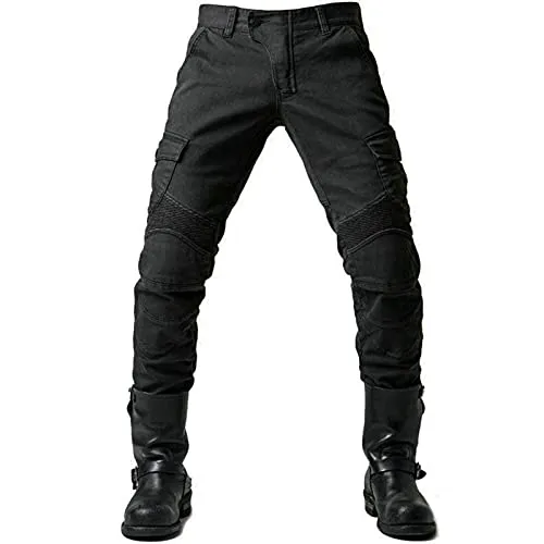 GEBIN Herren Motorradhose – Sportliche Biker Jeans mit Protektoren (Black, 3XL)