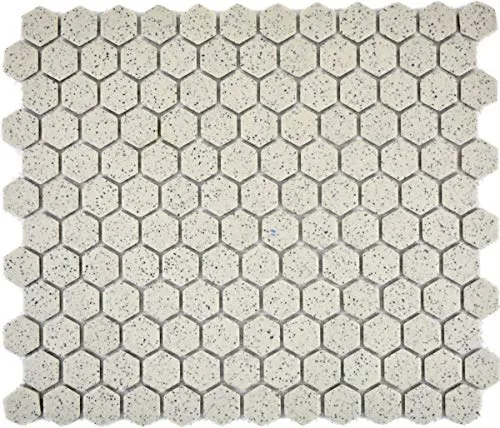 Mosaik Fliese Keramik cremeweiß mini Hexagaon gesprenkelt unglasiert rutschsicher Fliesenspiegel Wand - MOS11A-0103-R10