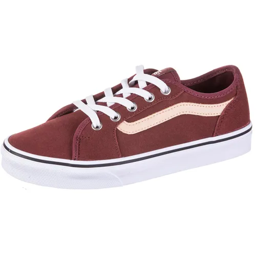 Vans Filmore Decon Sneaker Damen - Metallic Sidestripe Brown, Größe 40 - Stylische Kult-Sneaker aus Veloursleder mit breiten Schnürsenkeln und profilierter Gummi-Außensohle, ideal für trendbewusste Frauen.