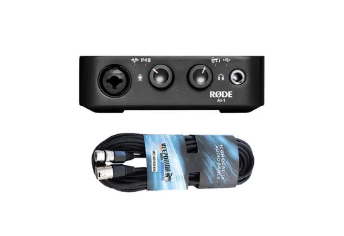 RØDE AI-1 Interface mit XLR Kabel - Audio-Interface in Studioqualität mit Neutrik Kombibuchse, ideal für Einsteiger und mobile Aufnahmen. Plug and Play für Mac und PC, inklusive Ableton Live Lite Software.
