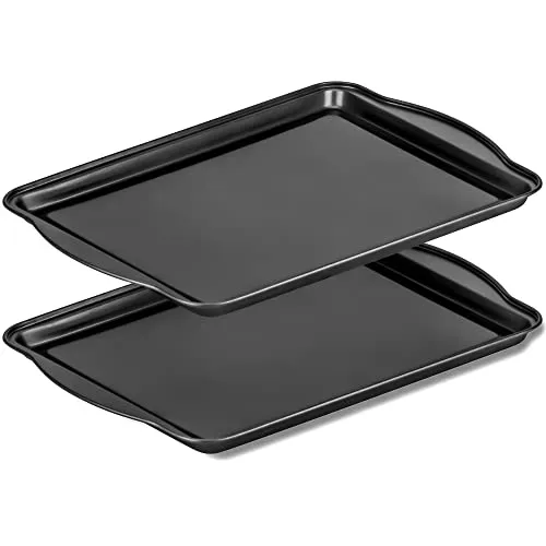 DecorRack Antihaft-Backblech, 38 x 25 cm, Rechteckige Backform für Kuchen, Kekse, Brownies und mehr, Hitzebeständig bis 260°C, Robustes Edelstahl, Non-Stick Backblech für Ofen (2 Stück)