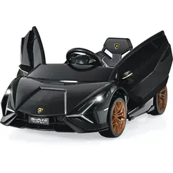 COSTWAY Lamborghini 12V Kinderauto mit Fernbedienung - Elektrofahrzeug für Kinder von 3-8 Jahren, sicher mit 2,4G Fernbedienung und realistischem Design, inklusive LED-Scheinwerfer und Musikfunktion für endlosen Fahrspaß.