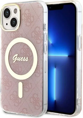 Guess Hülle für iPhone 14 Plus Rosa MagSafe