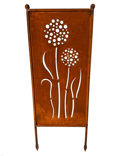 Schild Gartenschild Edelrost Rost zum Einstecken rostige Gartendeko Blumen Blüten Pusteblume Dekoration Beetstecker Gartenstecker Sichtschutz