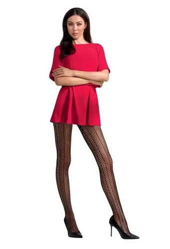 Passion Feinstrumpfhose Netzstrumpfhose in schwarz gestreift Nylon transparent 20 DEN (1 St)