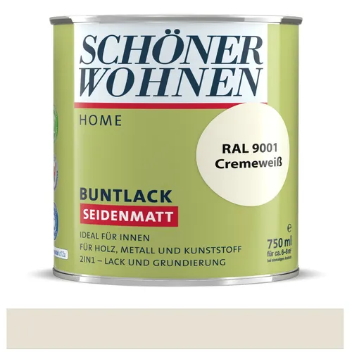 Schöner Wohnen Home Buntlack Cremeweiß (RAL 9001) seidenmatt 750 ml