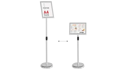 ALLboards Doppelseitige Werbetafel Kundenstopper silberfarben - Praktische und elegante Werbetafel im A4-Format, ideal für den Einzelhandel. Der Kundenstopper ist doppelseitig und sorgt für maximale Sichtbarkeit Ihrer Angebote.