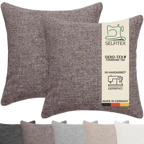 Selfitex 2er Set 40x40 cm, Hochwertige Sofakissen mit Füllung, Stilvolle Deko für Ihr Zuhause - Verleihen Sie Ihrem Wohnraum mit unseren eleganten Zierkissen im 2er Set einen besonderen Akzent. Die robusten Kissen mit weicher Füllung sind ideal für eine gemütliche Atmosphäre und lassen sich vielseitig einsetzen.