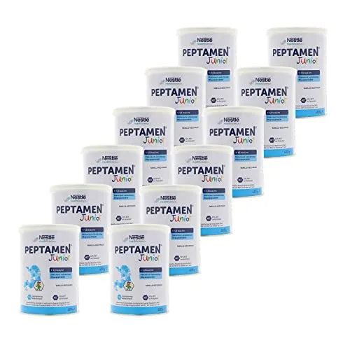 PEPTAMEN Junior Vanille (Pulver) Normokalorisch | Eiweißreich | Niedermolekular | leicht verdaulich - 12x400g
