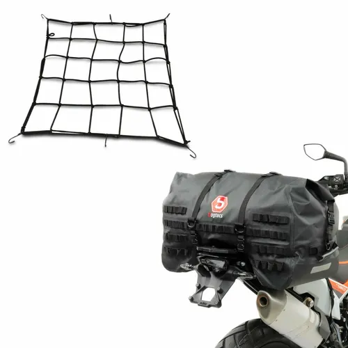 Bagtecs Reisetasche Set Hecktasche + Gepäcknetz S4 - Praktisches Set aus Hecktasche und Gepäcknetz für Motorräder. Ideal für Chopper und Cruiser, bietet viel Stauraum und ist perfekt für Reisen.