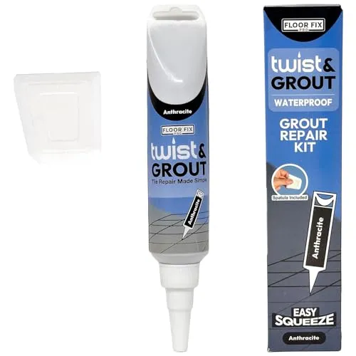 Twist & Grout Fugenmörtel–Von Floor-Fix Pro – Schnelle Reparatur für Fliesen in Bad, Dusche, Küche – Vorgemischtes, Langlebiges und Wasserfestes Fliesenrenovierungsset–Inklusive Spachtel (Anthrazit)