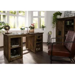 Massivmoebel24 Schreibtisch RAILWAY - Mango Holz 140x80x76 - Kinderschreibtisch aus hochwertigem, lackiertem Mango Holz, einzigartiges Unikat mit individueller Maserung, ideal für ein nachhaltiges und stilvolles Kinderzimmer.