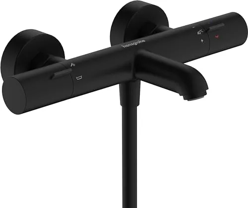 hansgrohe Ecostat Fine - Wannenarmatur mit SafetyStop - Armatur mit Thermostatfunktion für gleichmäßige Wassertemperatur und Sicherheitssperre bei 40°C, ideal für entspannende Badewannenmomente.