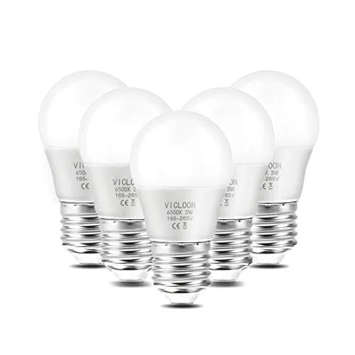 Vicloon E27 LED Lampe, 5er-Pack G45 LED Birne 3W ersetzt 25W Glühlampen, 280 Lumen, 6500K Weißes Licht, AC 220V-240V, Nicht Dimmbar E27 Energiesparlampe, 270° Strahlwinkel Led Globe Leuchtmittel