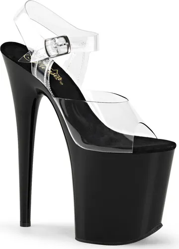 Pleaser | Sandalen - Flamingo-808 - Schwarz/Transparent - EU 38 - Hochwertige Plateau-High Heels