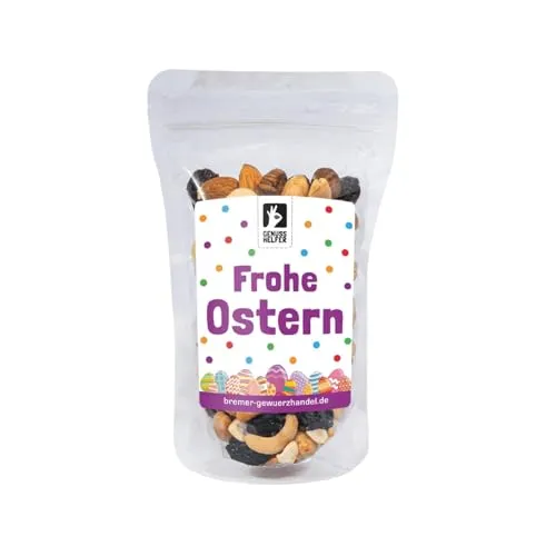Bremer Gewürzhandel GeNUSSmischung Frohe Ostern, bunte Nussmischung mit osterlicher Verpackung, kleines Ostergeschenk für Familie, Freunde und Kollegen, 175g