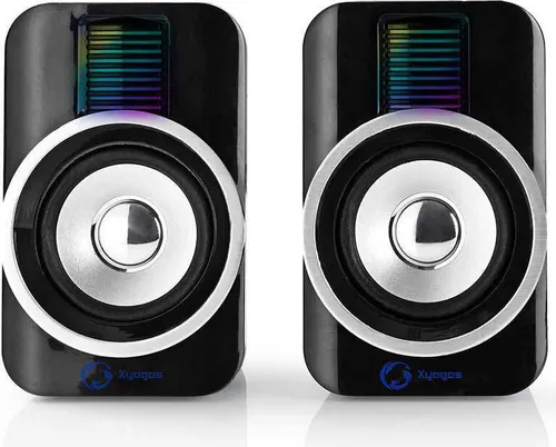 Nedis Gaming Xyagos Lautsprecher - PC Lautsprecher mit 5 Watt Leistung, stylisches Design in Schwarz und Blau, ideal für Gamer und Musikliebhaber.