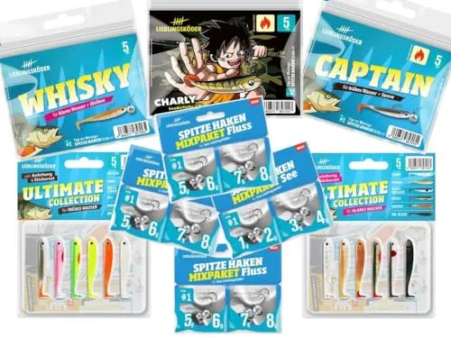 Raubfisch Store - Lieblingsköder 5 cm - Barsch Starterset groß - Kunstköder mit hoher Schwanzaktion, gefertigt aus weicher Gummimischung. Ideal für erfolgreiche Angelausflüge und perfekt abgestimmte Haken für optimale Präsentation.