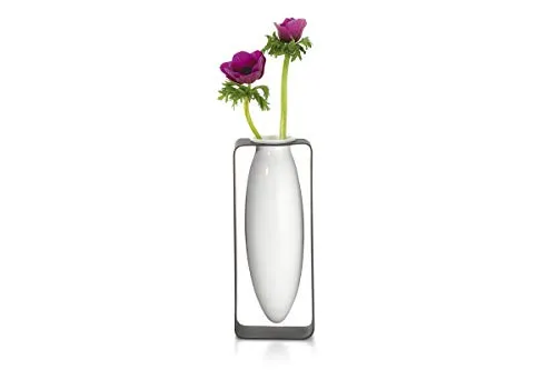 Philippi Float Vase - schwebende Vase im Metallgestell - Vasen, modernes und überraschendes Design mit einer schwebenden Porzellan-Vase im stabilen Stahlrahmen, ideal für kreative Blumendekorationen.