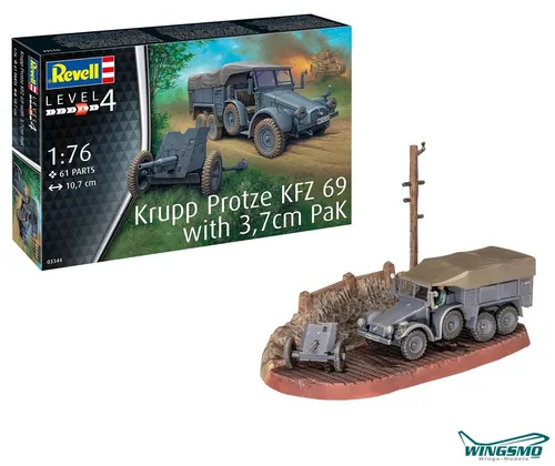 Revell Militär Krupp Protze KFZ 69 mit 3,7cm Panzerabwehrkanone 03344
