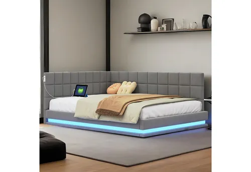 REDOM Schlafsofa Polsterbett mit LED und USB-Anschluss