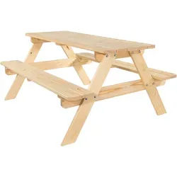 Kinderpicknicktisch 115 cm aus Kiefernholz – Stabile Sitzgruppe für Kinder - Der 115 cm lange Kinderpicknicktisch aus Kiefernholz ist ideal für Garten, Terrasse und Balkon. Mit stabilen, integrierten Bänken bietet er Platz für bis zu 4 Kinder – perfekt zum Spielen, Malen und gemeinsamen Essen im Freien.