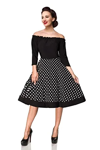 Schulterfreies Swing-Kleid mit Punkten M