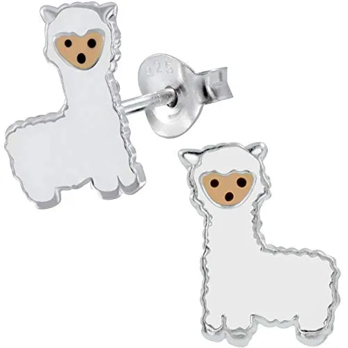 Kinder Ohrringe echt 925 Sterling Silber Mädchen Ohrstecker Alpaka Lama K721o Silber