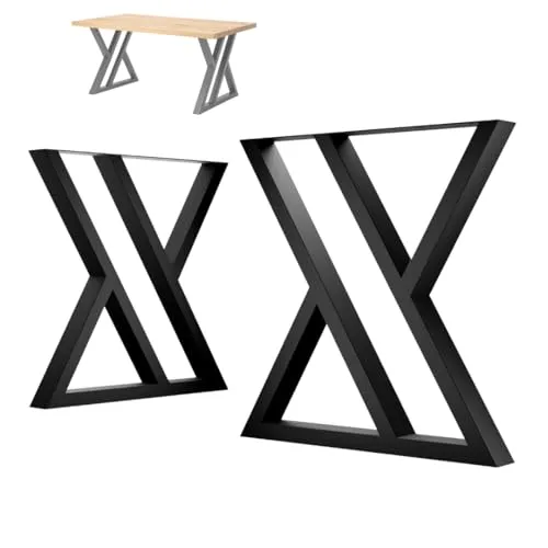 NWELD Tischfüsse Tischbeine Metall Schwarz - 2 Stück Tischfüße Tischgestell Metall 7 x 72 cm Tischkufen DIY - Tischbein Set - Tischfuß Loft. Industriestil für Couchtisch. Esstisch. Schreibtisch